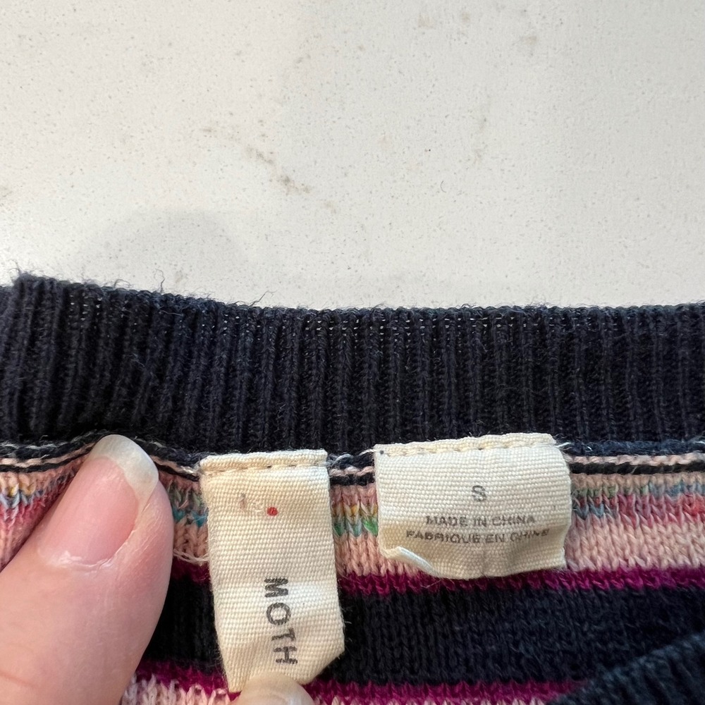 Anthropologie Moth Striped Dolman Sleeve Knit Sweater Top Multi-Color Womens S - Picture 4 of 8